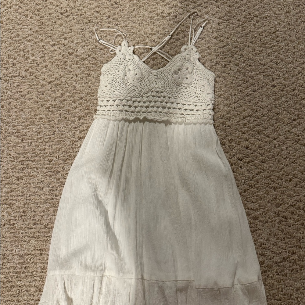 Elegant Cream Crochet Dress